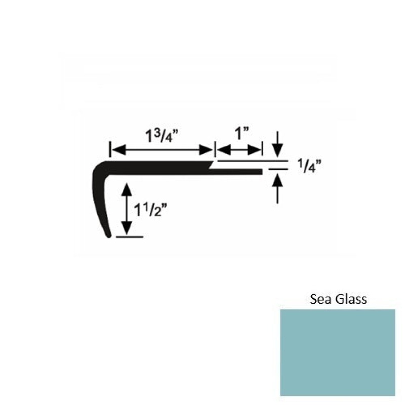 Solid 13 Sea Glass Rubber Single Flange Carpet Stair Nosing