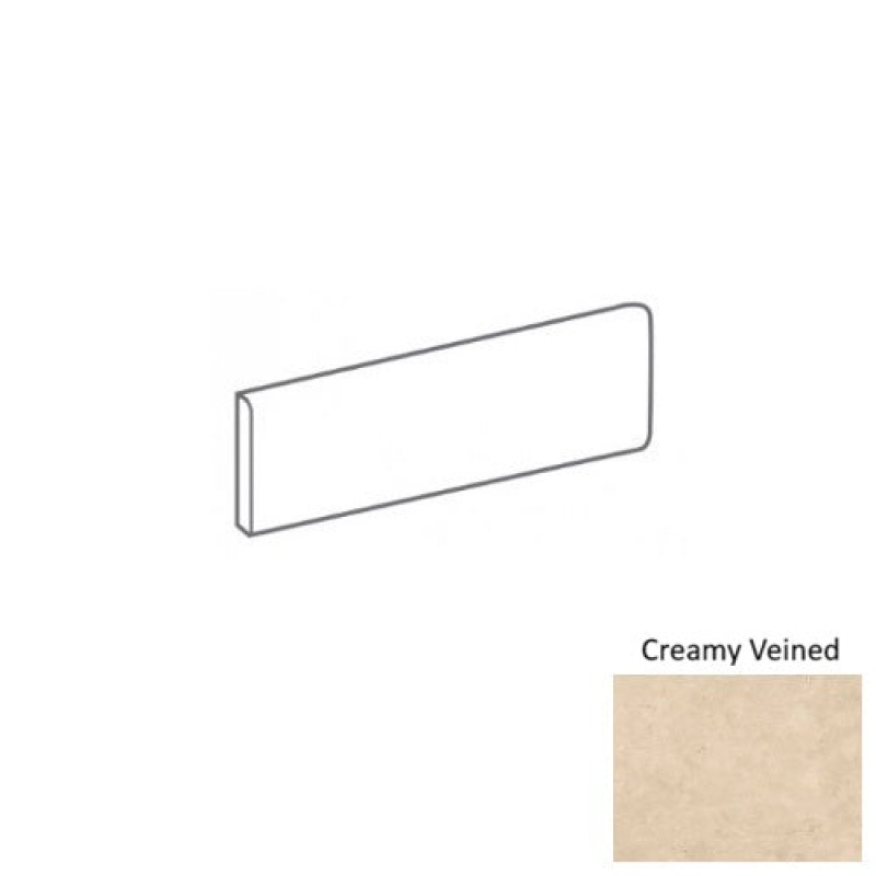 Veluria Creamy Veined Porcelain Floor & Wall Trim - 3" x 12" Bullnose