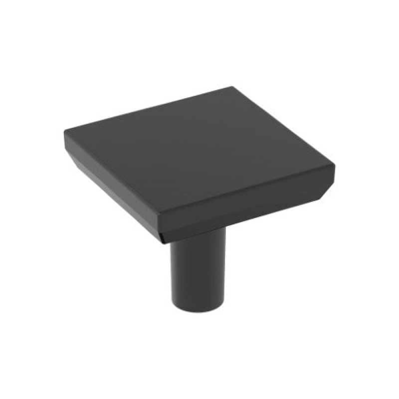 Chamfered Edge Zinc Cabinet Knob - Matte Black - 1 1/16" (27 Mm) Length