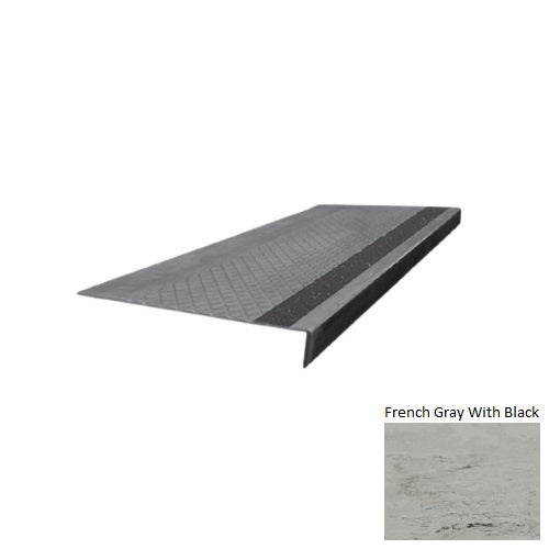 Evolving Styles Creative Elements French Gray With Black Type 675 With Flush Ribbed Insert Distinct Designs Rubber - 12" X 72" Stair Tread - Diamond Profile Design