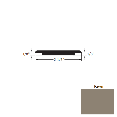 Johnsonite Fawn Vinyl Moulding / Trim - 2 1/2" X 12 Ft (144") X 1/8" - 1/8" Wheeled Traffic Transition - Wheeled Traffic Transition