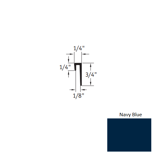 Johnsonite Navy Blue Vinyl Moulding / Trim - 1/8" X 12 Ft (144") Square Top Cove Cap - Square Top Cove Cap
