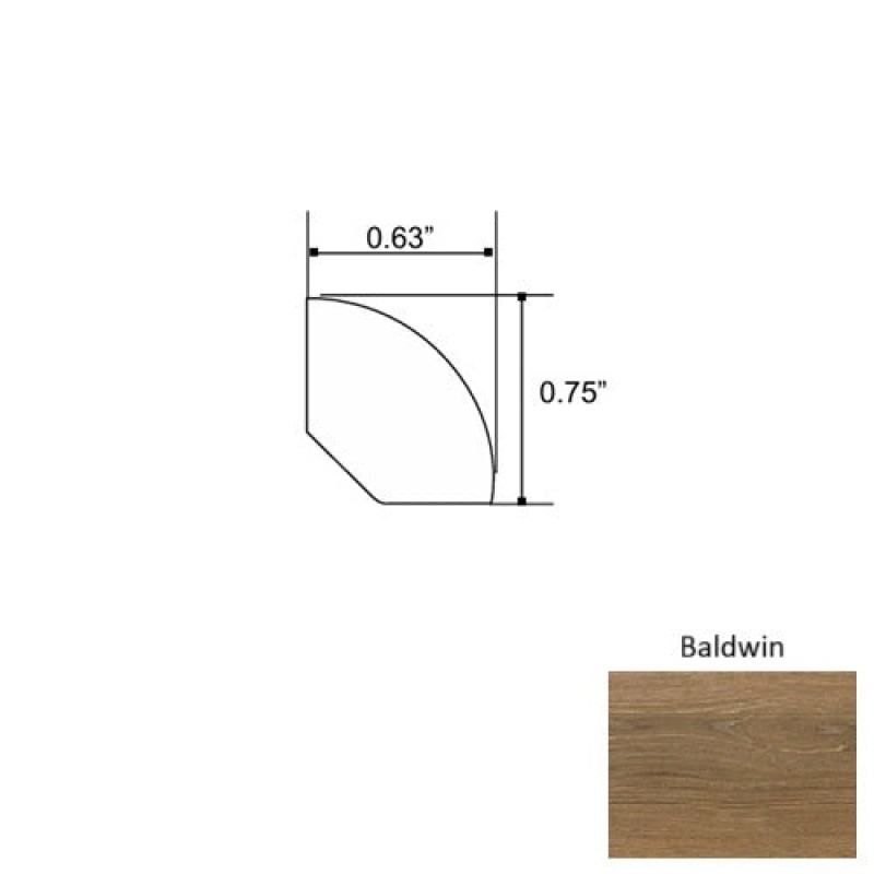 Lakeshore Baldwin Laminate Wood Moulding / Trim - 94" Quarter Round - Embossed