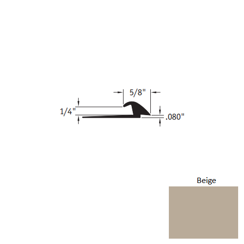 Johnsonite Beige Vinyl Moulding / Trim - 5/8" X 12 Ft (144") X .080" - 1/4" Slim Line Transition - Slim Line Transition
