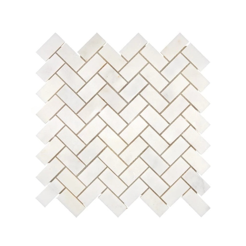 Afyon White Marble Mosaic - 1" X 2" Herringbone - Polished