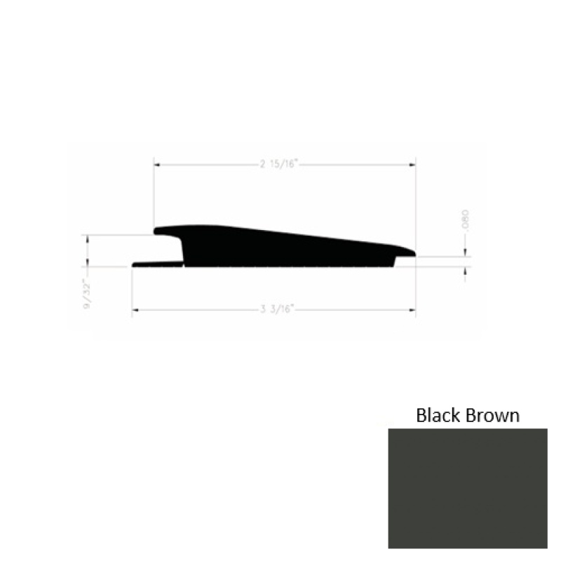 Solid 73 Black Brown Rubber Rolling Traffic Transition - 3 3/16" X 9 Ft (108") X 1/4" - 0.080"