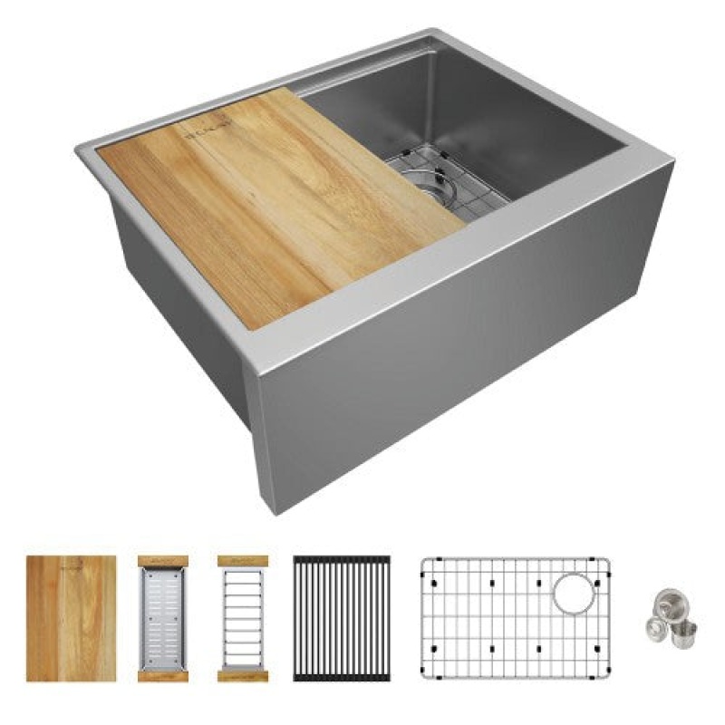 Crosstown Stainless Steel Farmhouse Workstation Kitchen Sink