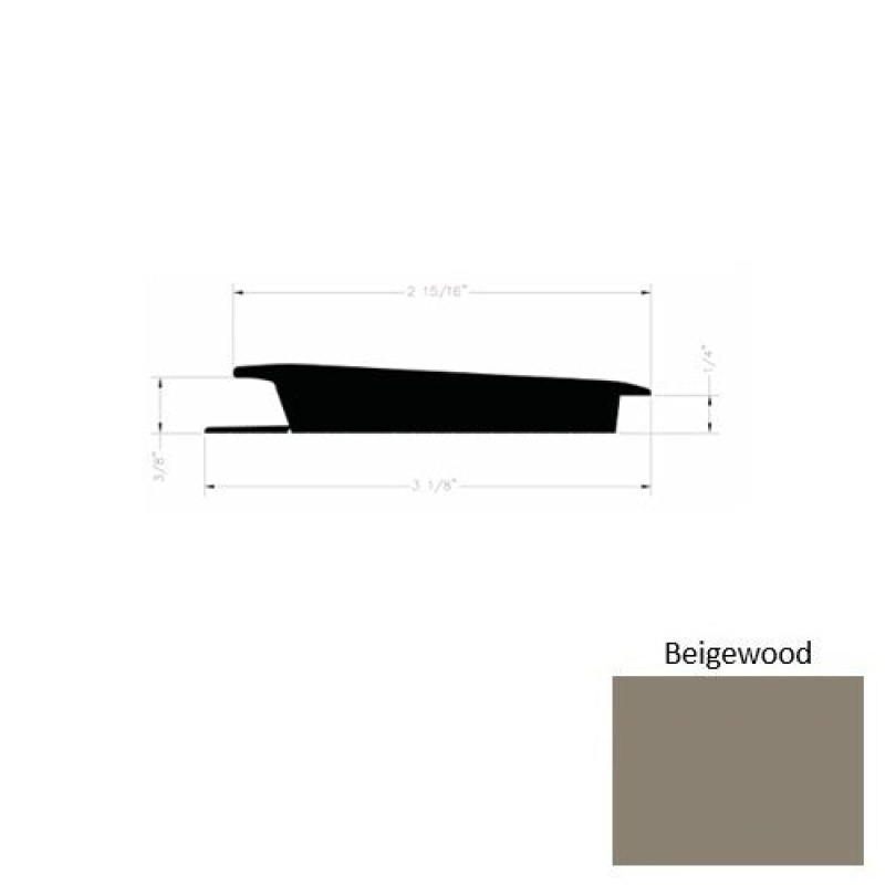 Solid 75 Beigewood Rubber Rolling Traffic Transition - 3 1/8" X 9 Ft (108") X 3/8" - 1/4"