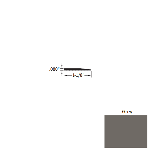 Johnsonite Grey Vinyl Moulding / Trim - 1 1/8" X 3 Ft (36") X .080" Reducer - Reducer