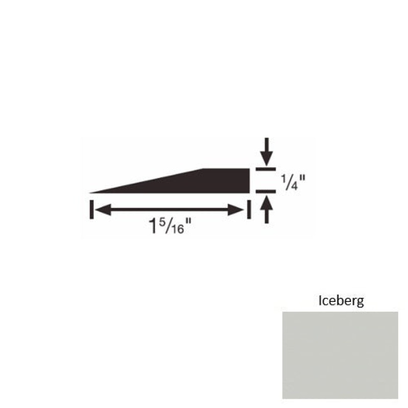 Solid 24 Iceberg Rubber Reducer Strip - 1 5/16" X 9 Ft (108") X 1/4"