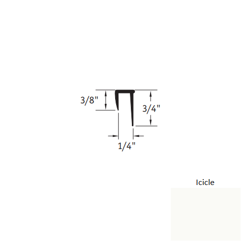 Johnsonite Icicle Vinyl Moulding / Trim - 1/4" X 12 Ft (144") Square Cap Cove Cap - Square Cap Cove Cap
