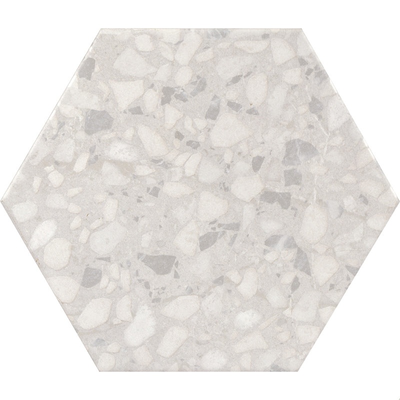 Hexa Terrazzo Talc Porcelain Tile - Matte - 9.05" X 10.63"