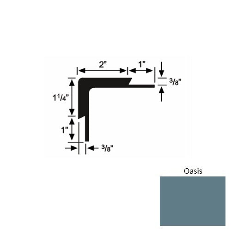 Solid 15 Oasis Rubber Double Flange Carpet Stair Nosing (Sq) - 2" X 9 Ft (108")