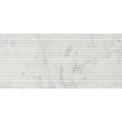 White Carrara Bamboo Marble Tile - Textured - 12" X 24"