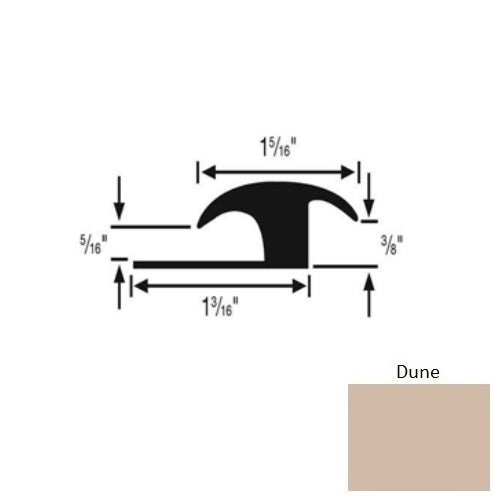 Flextones Dune Vinyl 160 Ceramic / Wood Carpet Transition - 3/8" X 12 Ft - Thermoplastic