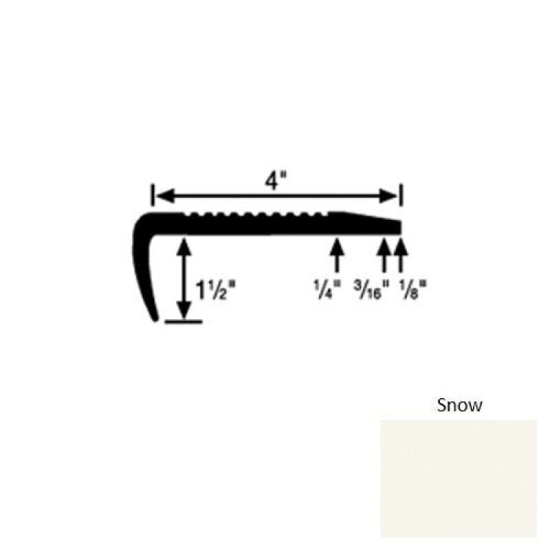 Solid 01 Snow Rubber Commercial Stair Nosing (Sq) - 4" X 9 Ft (108")