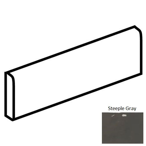 Middleton Square Steeple Gray Ceramic Wall Trim - 4" X 12" Bullnose - Matte