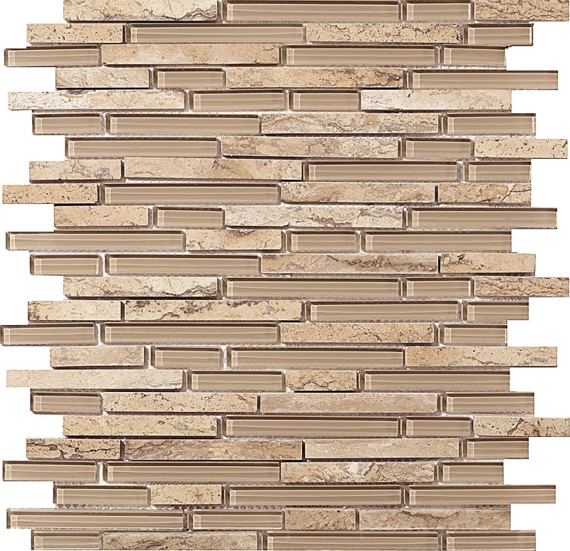 Lucente Regale Blend Stone & Glass Mosaic - Linear - Glossy & Matte