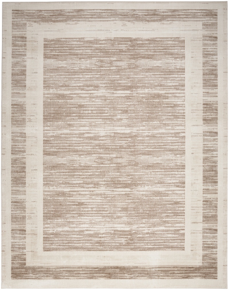 Serenity Home Mocha Ivory Modern Area Rug 8 Ft x 10 Ft