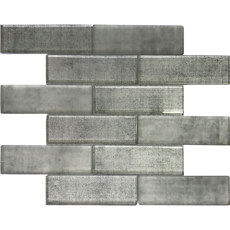 Sierra Snow Linen Glass Mosaic - 1.9" X 5.9" Brick - Glossy