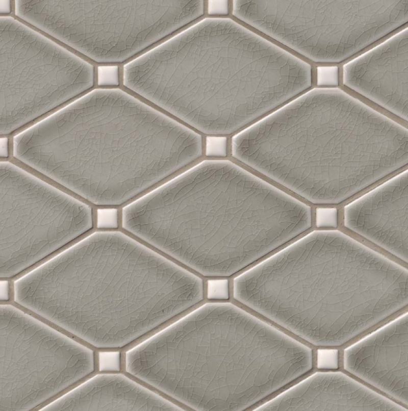 Dove Gray Ceramic Mosaic - Diamond - Glossy