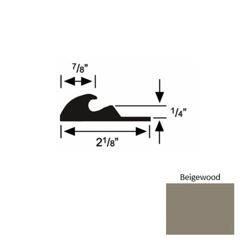 Solid 41 Beigewood Rubber Tackless Carpet Bar - 2 1/8" X 9 Ft (108") X 1/4"