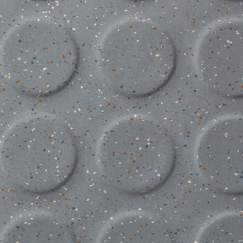 Johnsonite Cozy Cannon Raise Round Color Splash Speckled Rubber Tile - Textured - 24" X 24"