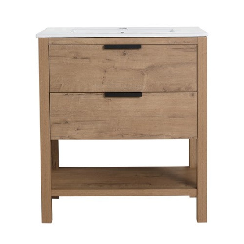 Imitative Oak Plywood Freestanding Bathroom Vanity