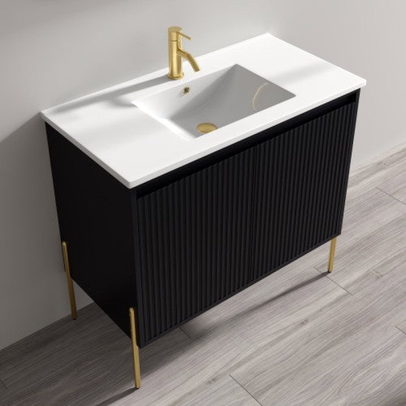 002 Series Charcoal Bathroom Vanity with Ceramic Top