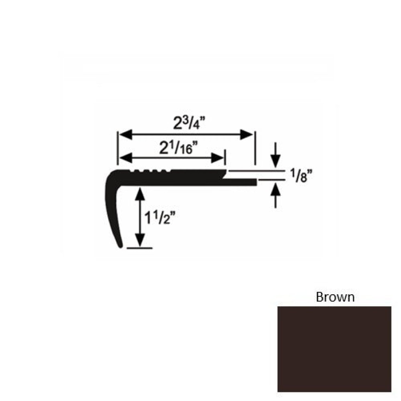 Solid 09 Brown Rubber Underlap Stair Nosing