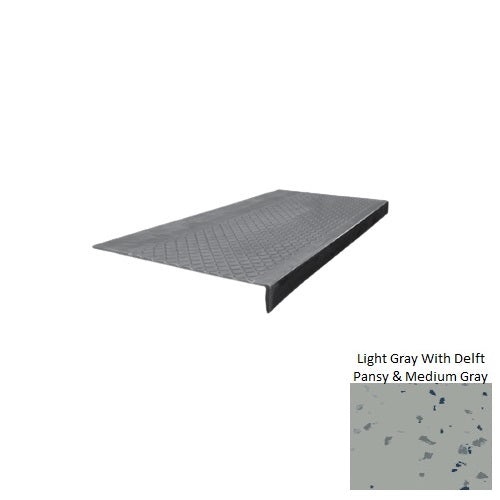 Spextones Light Gray With Delft Pansy & Medium Gray Type 600 Distinct Designs Rubber - 12" X 72" Stair Tread - Diamond Profile Design