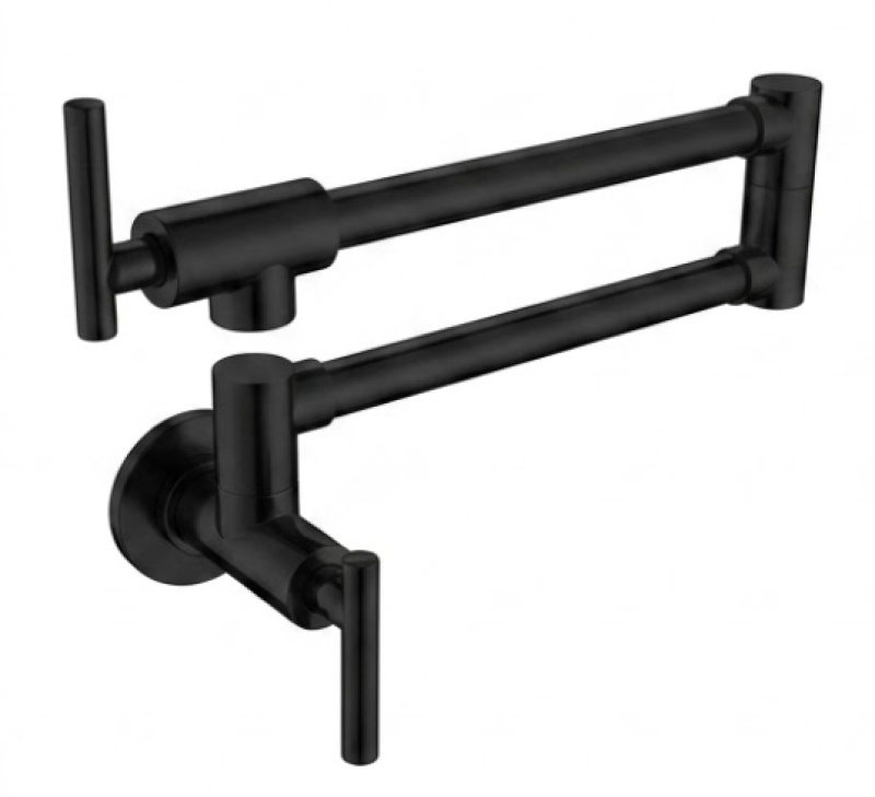 Kf.Ar.Mb Amazon Brass Kitchen Faucet - Single Handle / One Hole Wall Mount Folding - Matte Black