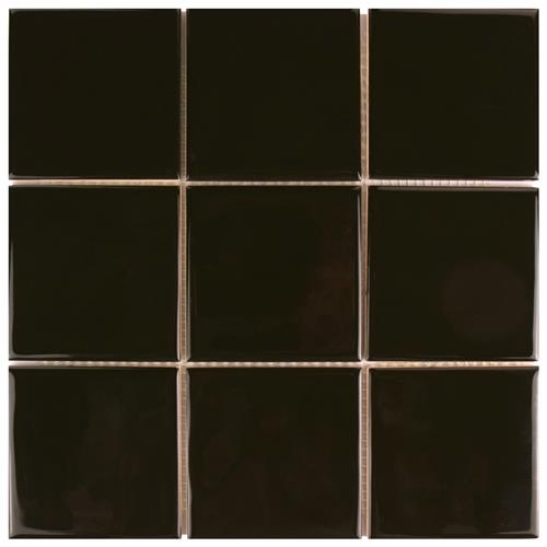 Twist Black Olive Ceramic Mosaic -11 3/4" X 11 3/4" - Glossy