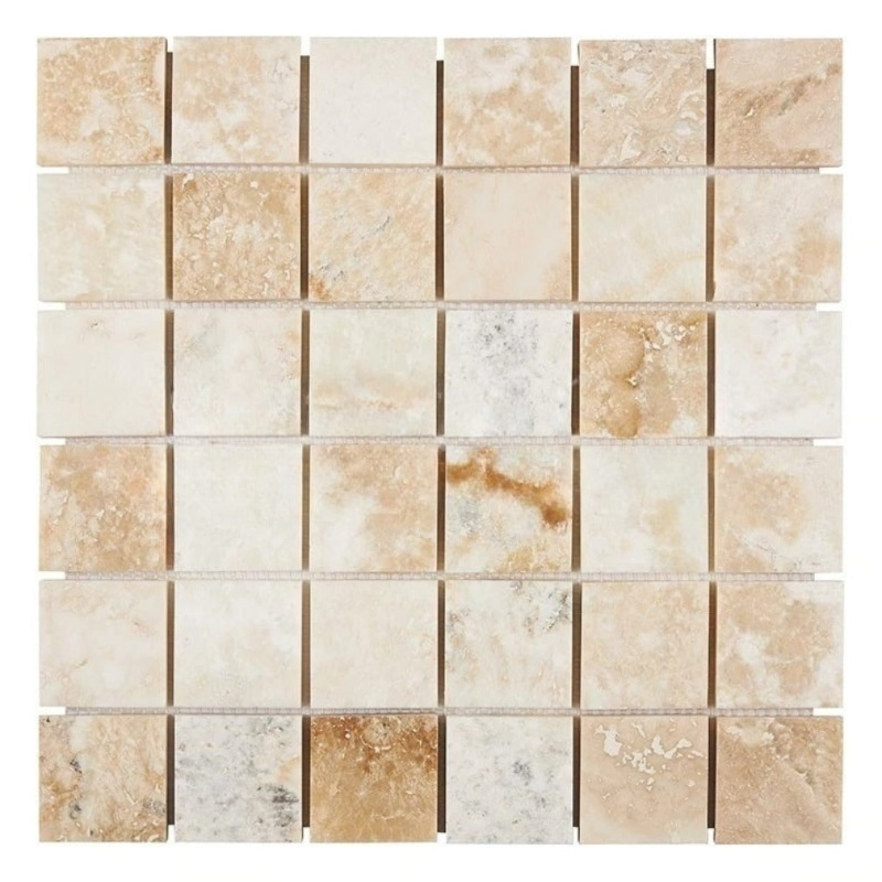 Latravonya Travertine Mosaic - 2" x 2" - Filled & Honed
