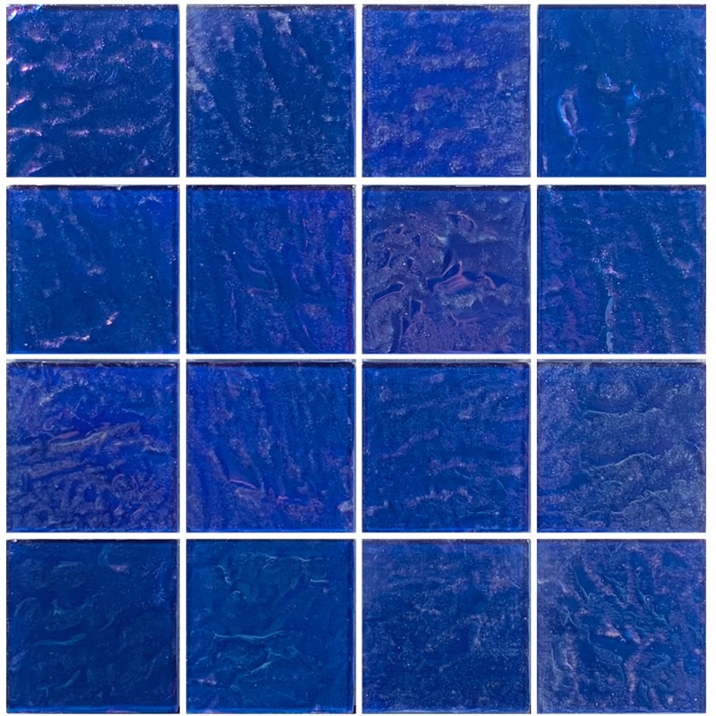 Aquatica Piazza Cobalt Deco Glass Mosaic - 3" X 3" - Textured