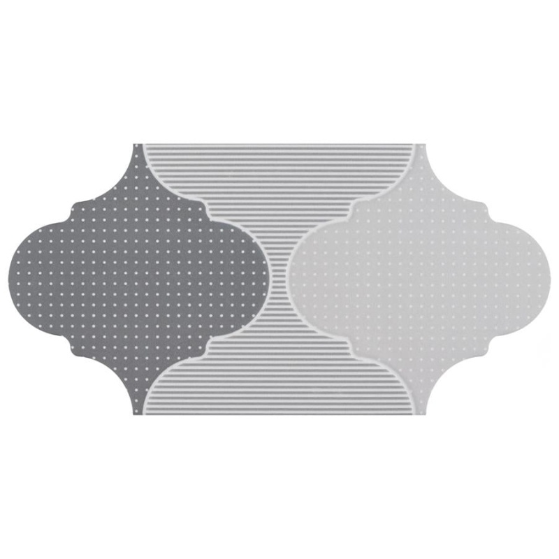 Arpeggio Rondo Provenzal Grey Porcelain Tile - Matte - 6 1/4" X 12 3/4" Arabesque