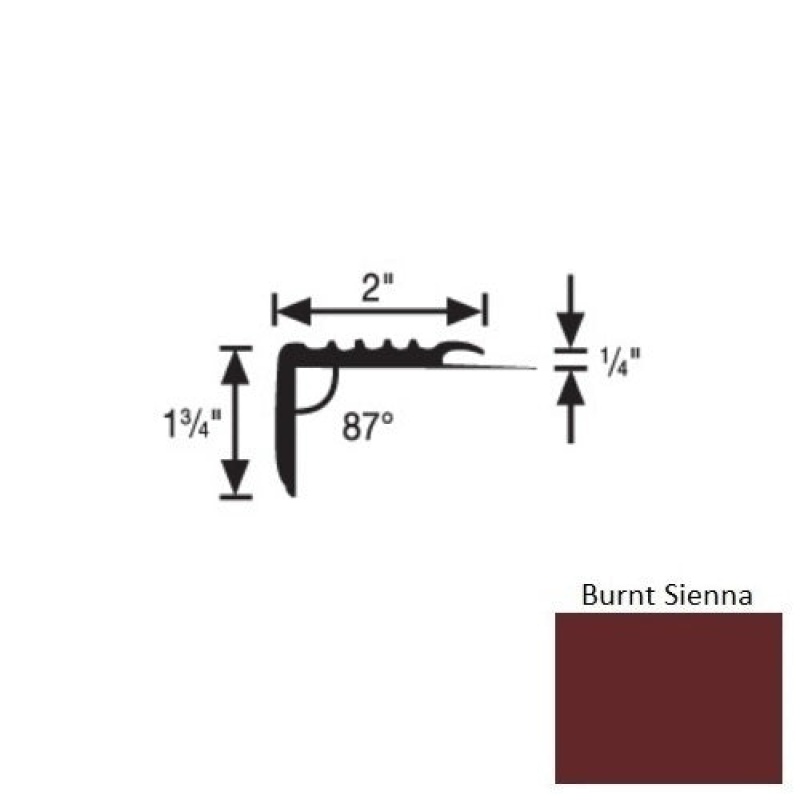 Flextones Burnt Sienna Vinyl 171 Carpet Stair Nosing - 2" X 12 Ft - Thermoplastic