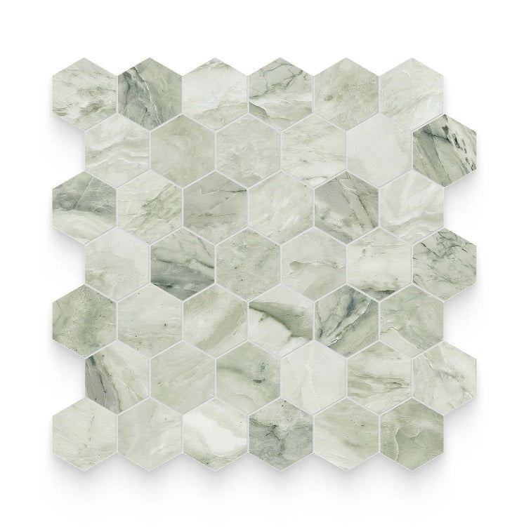 Ming Green Marble Mosaic - 2" Hexagon - Honed