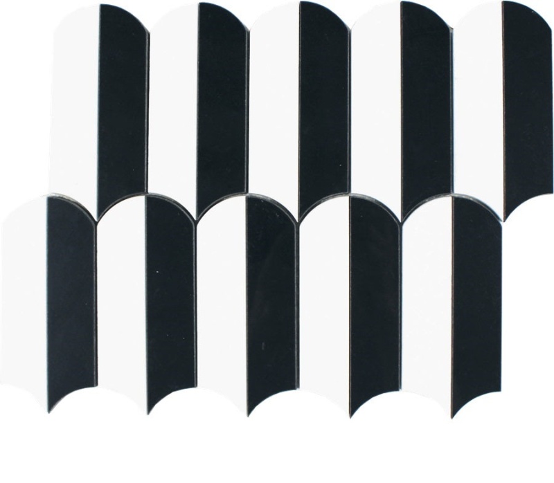 Showtime Thassos & Nero Natural Stone Mosaic - Quill - Polished