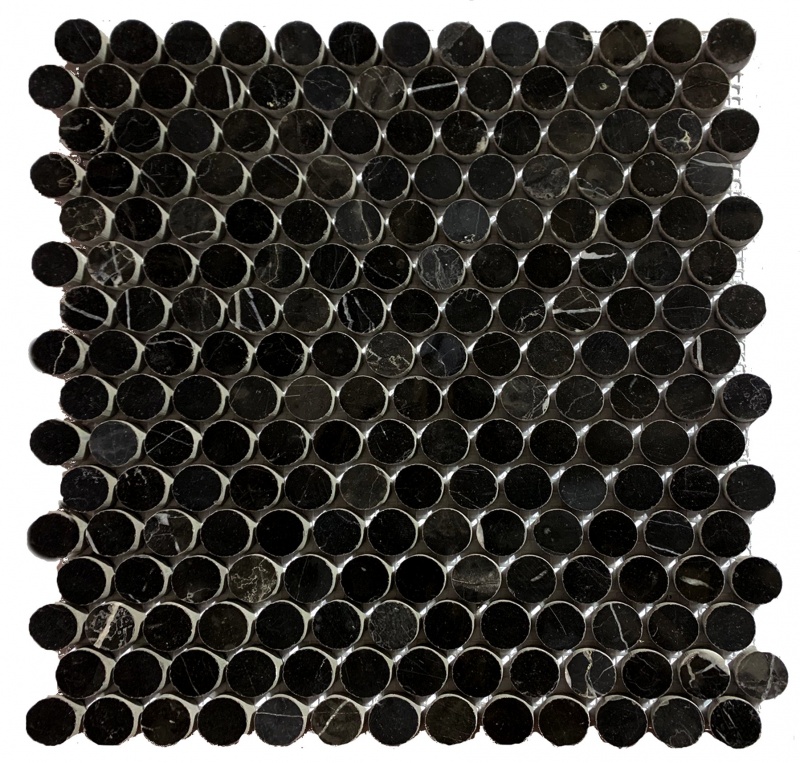 Nero Marquina Marble Mosaic - Penny Round