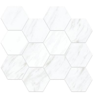 Carrara Extra Moderne White Porcelain Mosaic - 3.25" Hexagon