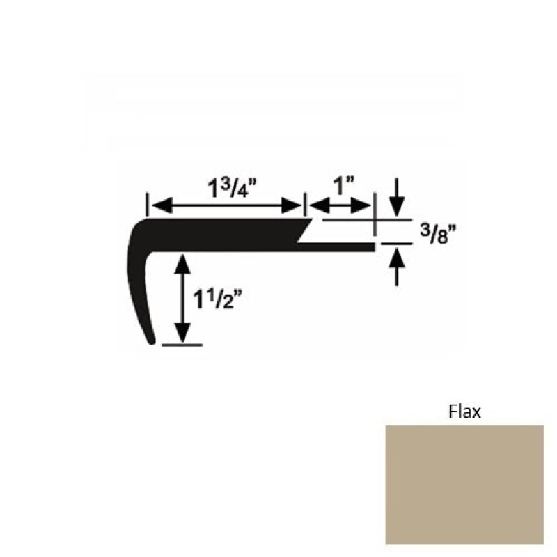 Solid 11 Flax Rubber Single Flange Carpet Stair Nosing (Sq) - 1 3/4" X 9 Ft (108")