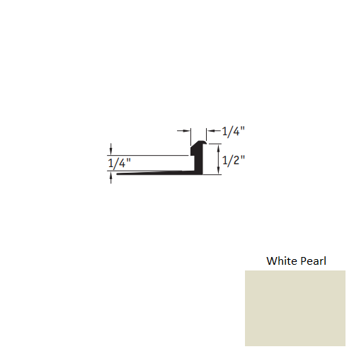 Johnsonite White Pearl Vinyl Moulding / Trim - 1/4" X 12 Ft (144") X 1/4" - 1/2" Slim Line Transition - Slim Line Transition
