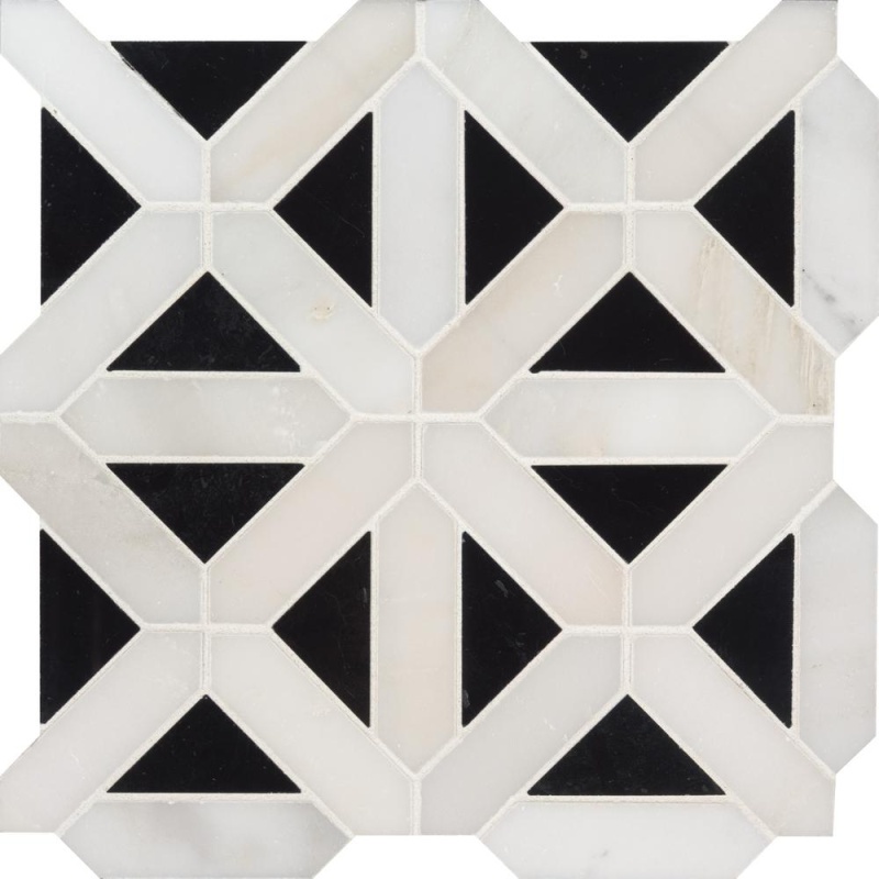 Retro Fretwork Marble Mosaic - Deco - Polished