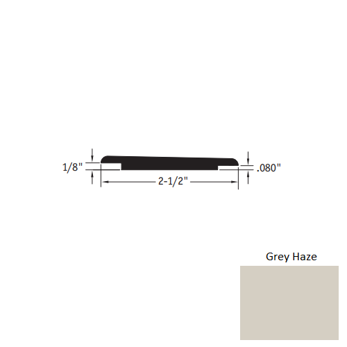 Johnsonite Grey Haze Vinyl Moulding / Trim - 2 1/2" X 12 Ft (144") X 1/8" - .080" Wheeled Traffic Transition - Wheeled Traffic Transition