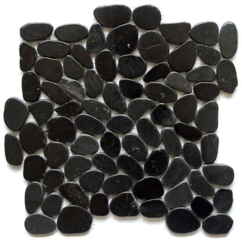 Charcoal Interlocking Pebble Mosaic - 12" X 12" - Natural