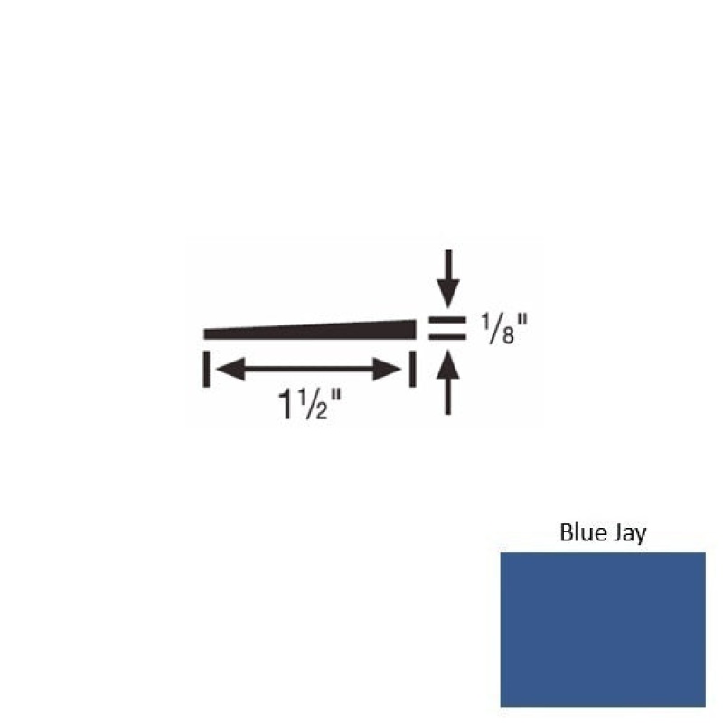 Solid 45 Blue Jay Rubber Reducer Strip - 1 1/2" X 9 Ft (108") X 1/8"