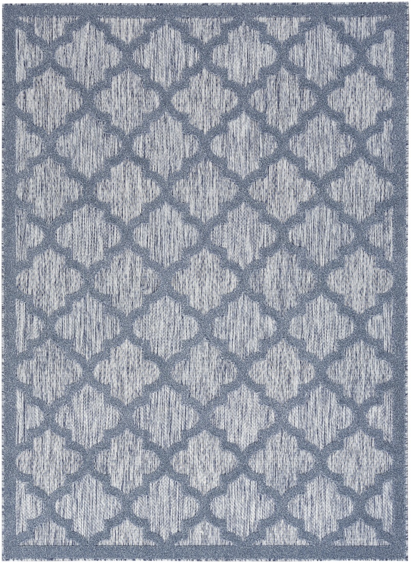 Denim Blue Polypropylene Modern Area Rug, 4 ft x 6 ft