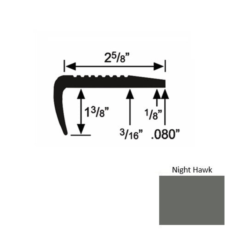 Solid 03 Night Hawk Rubber Residential Stair Nosing (Sq) - 2 5/8" X 9 Ft (108")