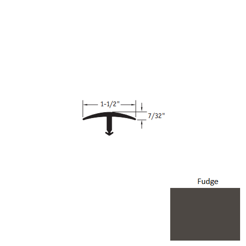 Johnsonite Fudge Vinyl Moulding / Trim - 1 1/2" X 12 Ft (144") X 1/2" T Molding - T Molding